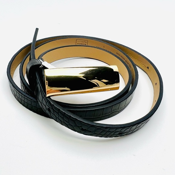 NWT 14th & UNION GOLD BUCKLE SIMULATED SNAKE LEATHER BELT - Picture 10 of 10